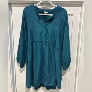 JODIFL Teal microsuede Dress- Size Small.